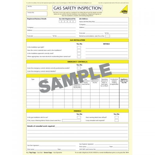 Gas Safety Inspection Gas Safe Pad – BM4