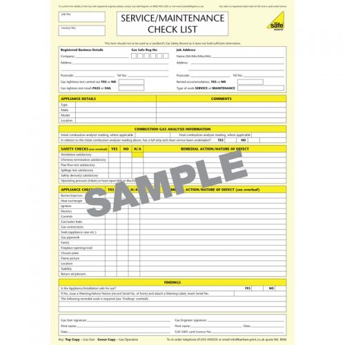 Gas Service Maintenance Checklist – BM6